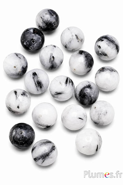Natursteinperlen - Ø 14 mm - grau-schwarz